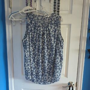 Fun 2 Fun Blue Floral Sleeveless Blouse